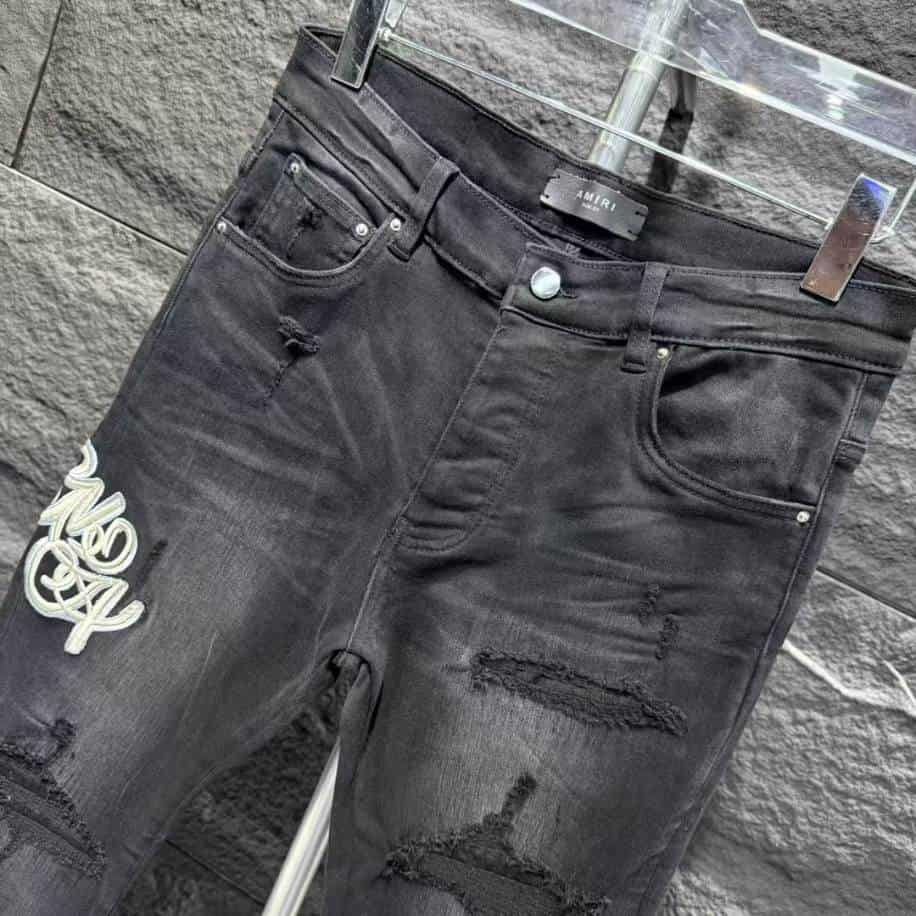 Amiri Ripp Black Embroider Jeans – AMIJ023