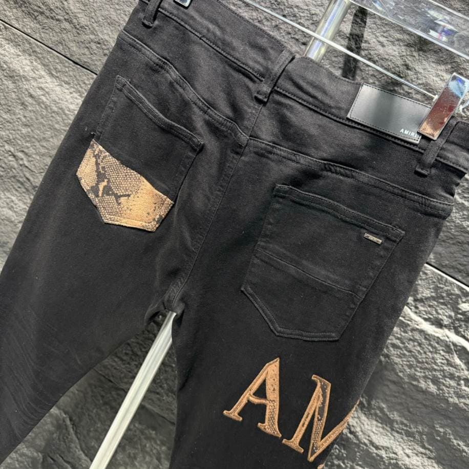 Amiri Logo Yellow Black Jeans – AMIJ006