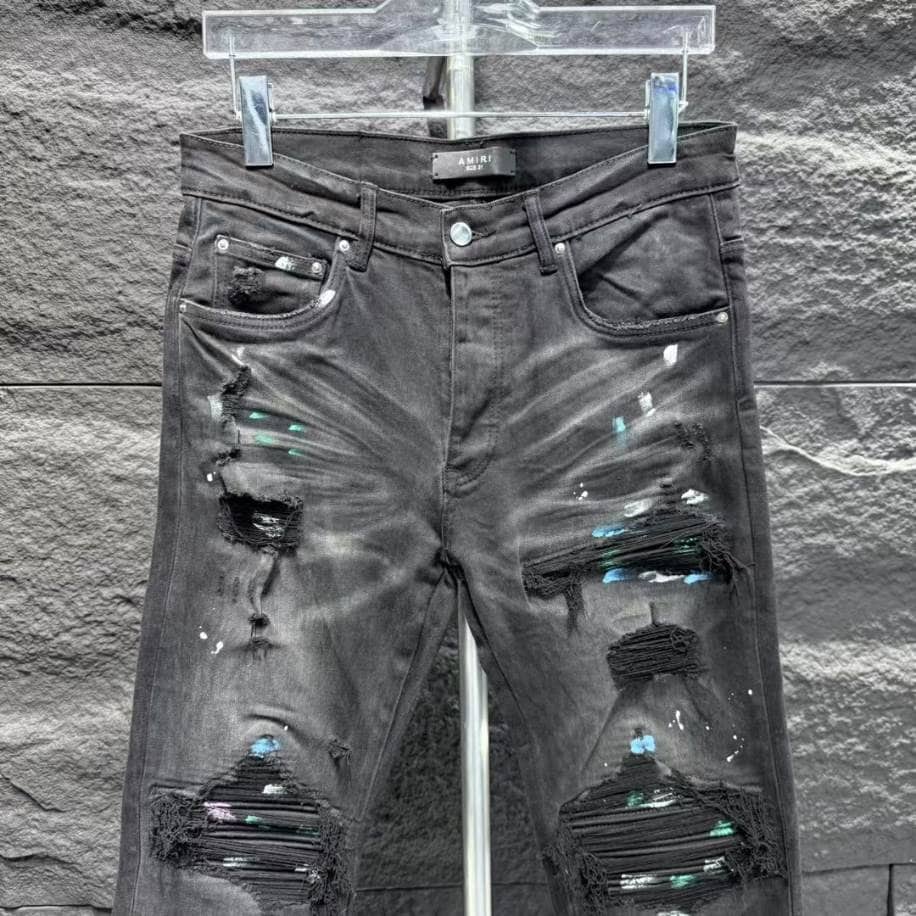 Amiri Ripp Black Paint Splatter Jeans – AMIJ022