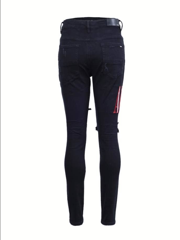 Amiri Logo-Embroidered Skinny Red Ripp Jeans – AMIJ050