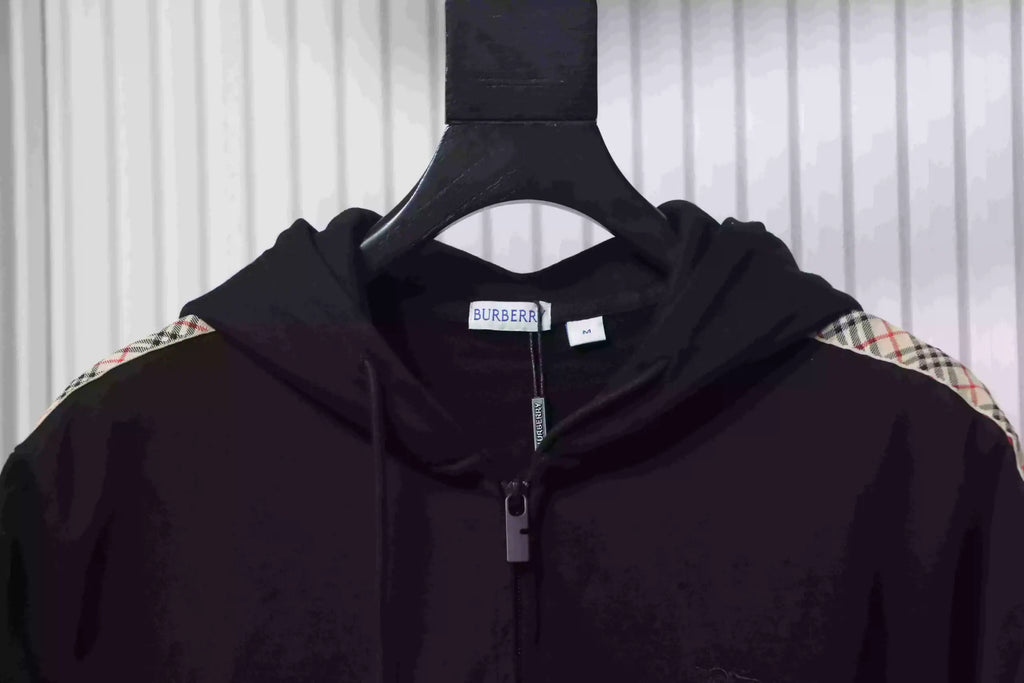 Burberry Black Zip-up Hoodie with Side Quilting Pattern – BCK003
