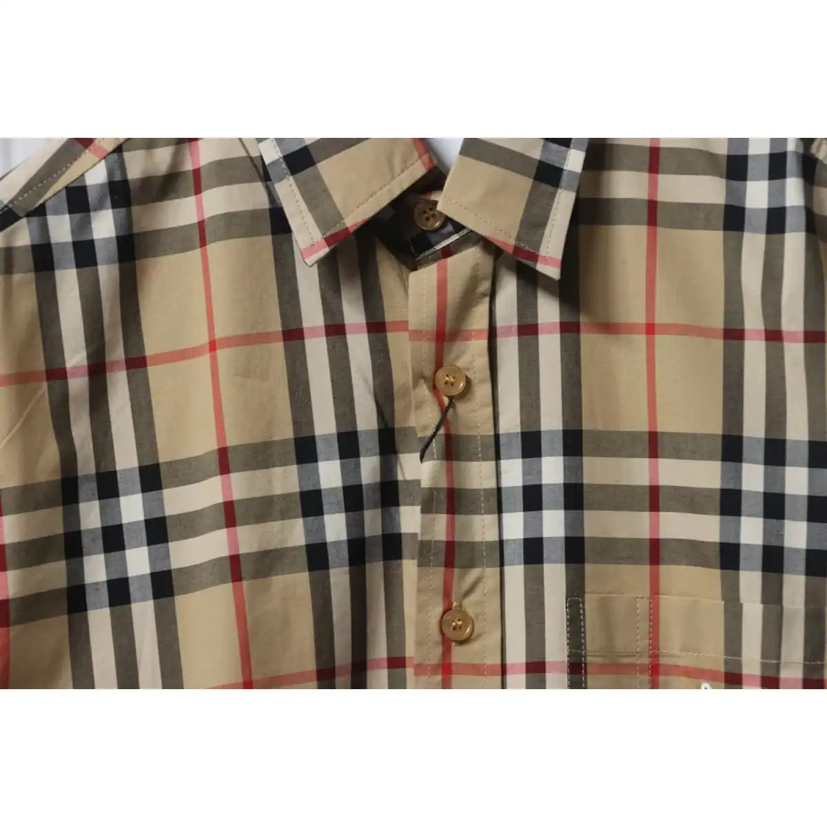 Burberry Classic Fit Zebra Appliqué Check Cotton Long Sleeve Shirt Beige – BRS037