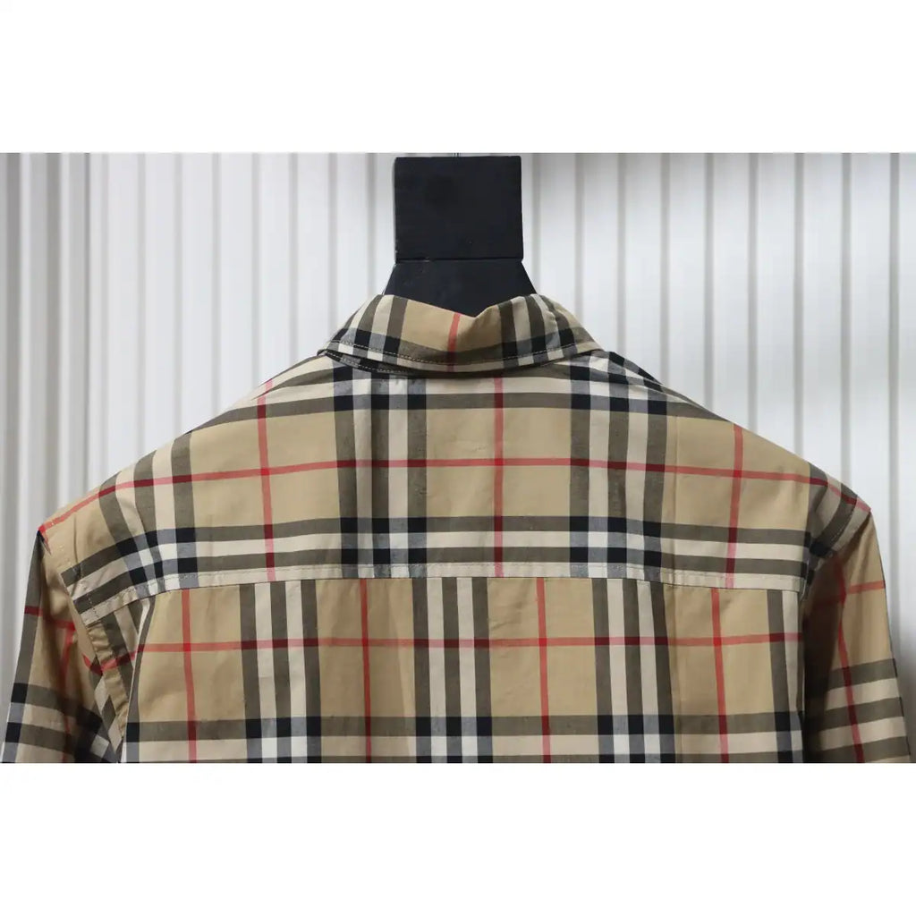Burberry Classic Fit Zebra Appliqué Check Cotton Long Sleeve Shirt Beige – BRS037