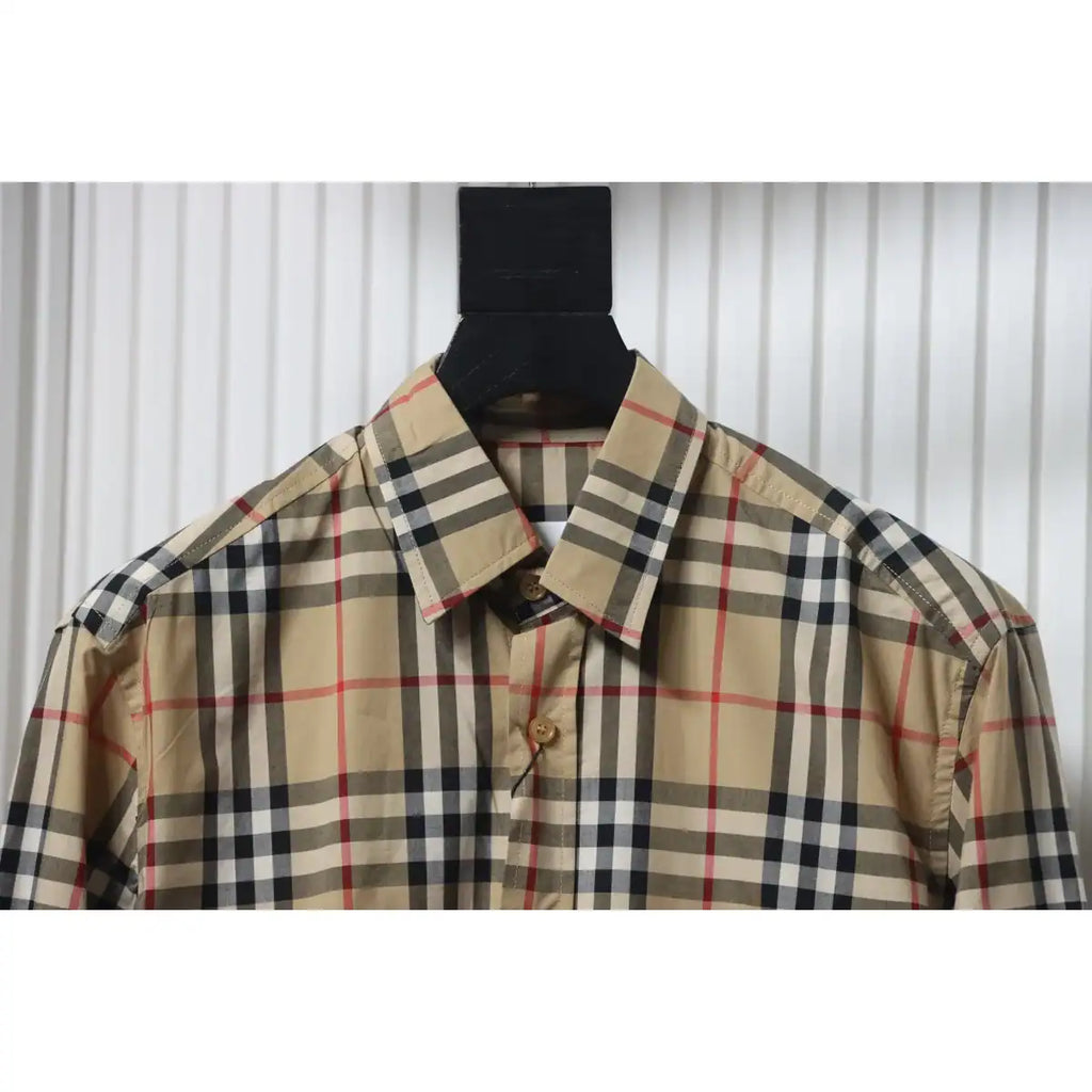 Burberry Classic Fit Zebra Appliqué Check Cotton Long Sleeve Shirt Beige – BRS037