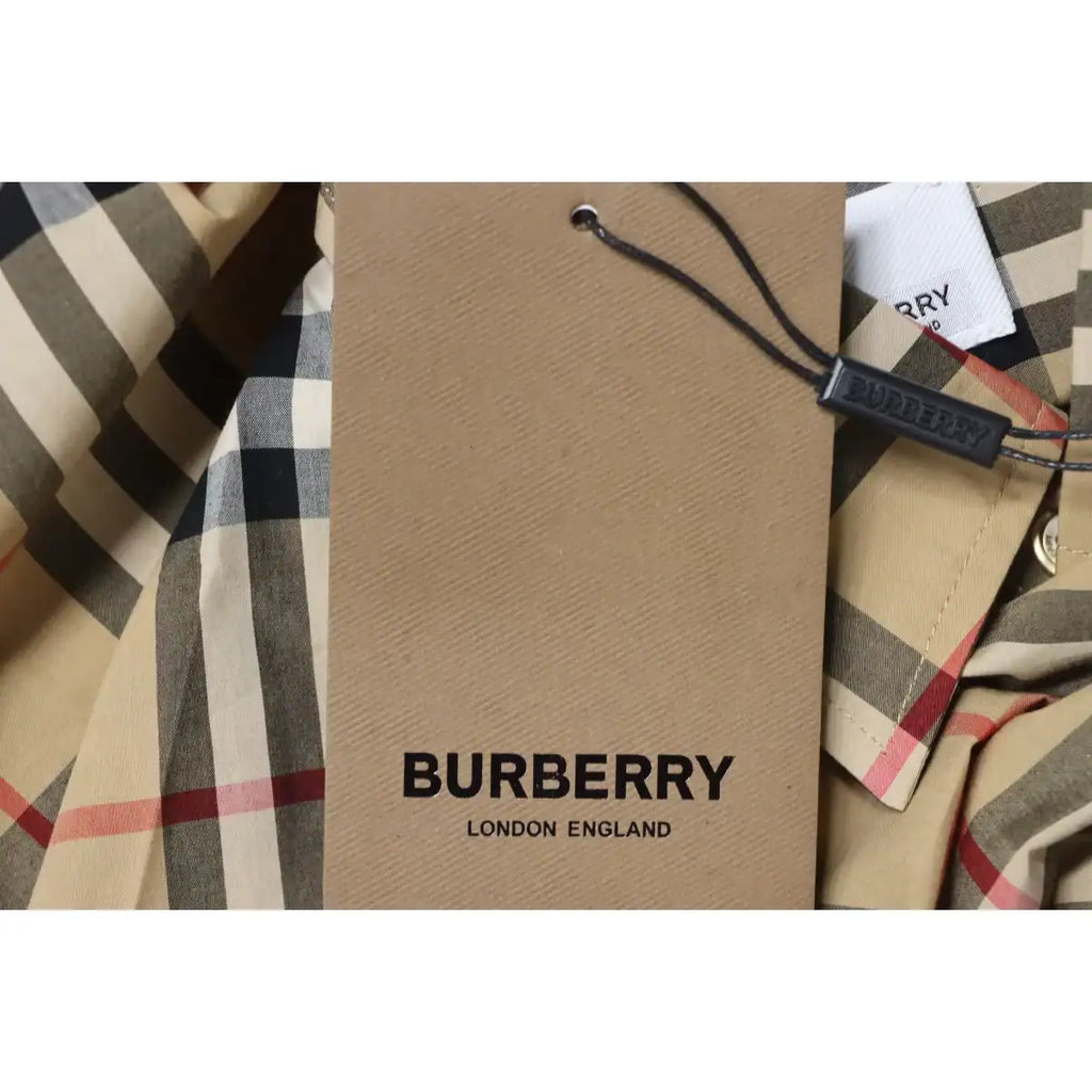 Burberry Classic Fit Zebra Appliqué Check Cotton Long Sleeve Shirt Beige – BRS037