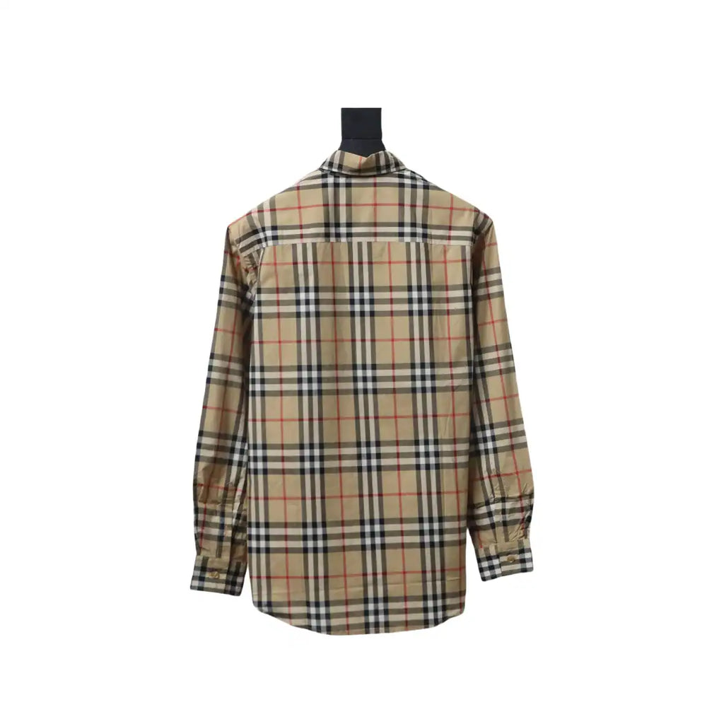 Burberry Classic Fit Zebra Appliqué Check Cotton Long Sleeve Shirt Beige – BRS037