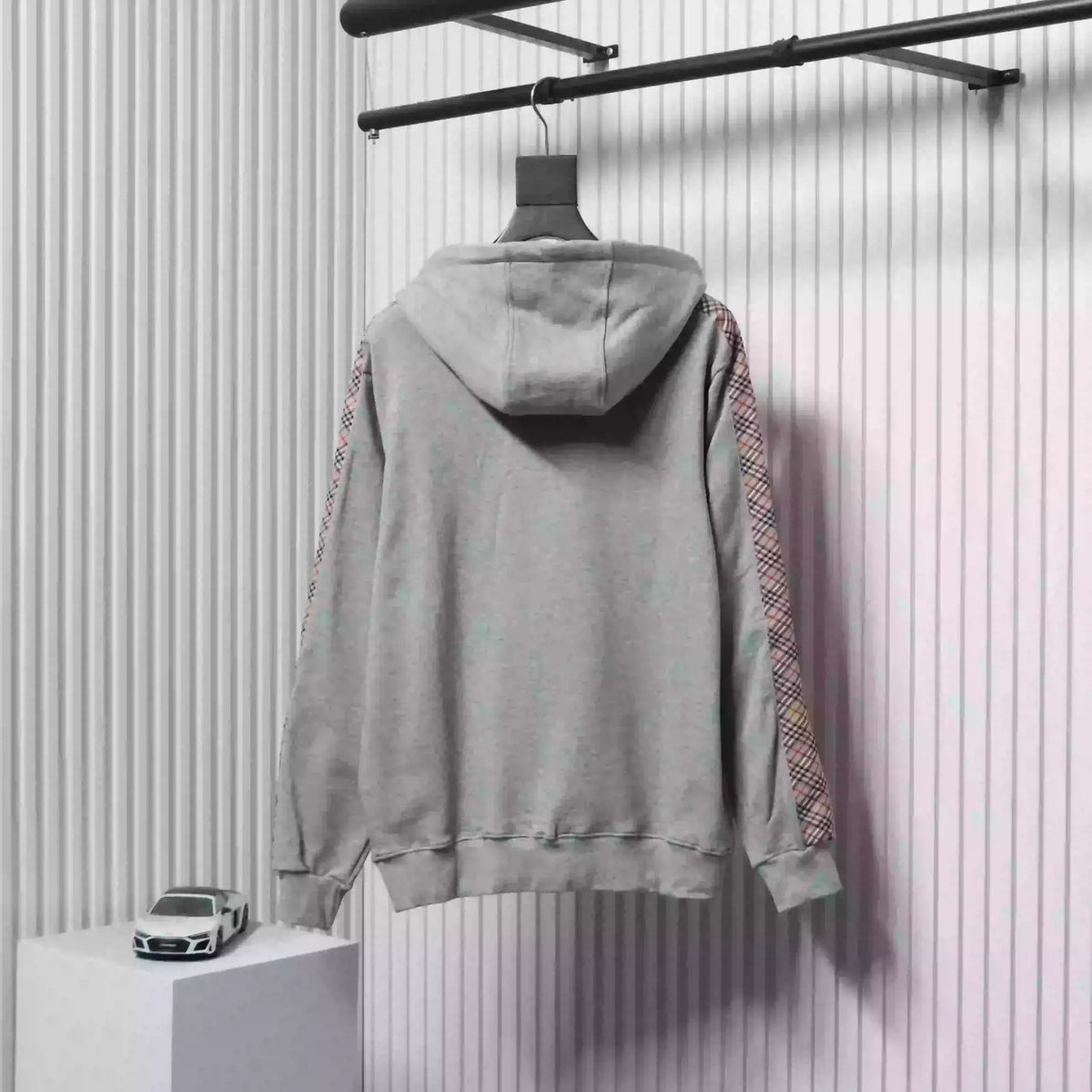 Burberry Grey Zip-up Hoodie with Side Quilting Pattern – BCK002