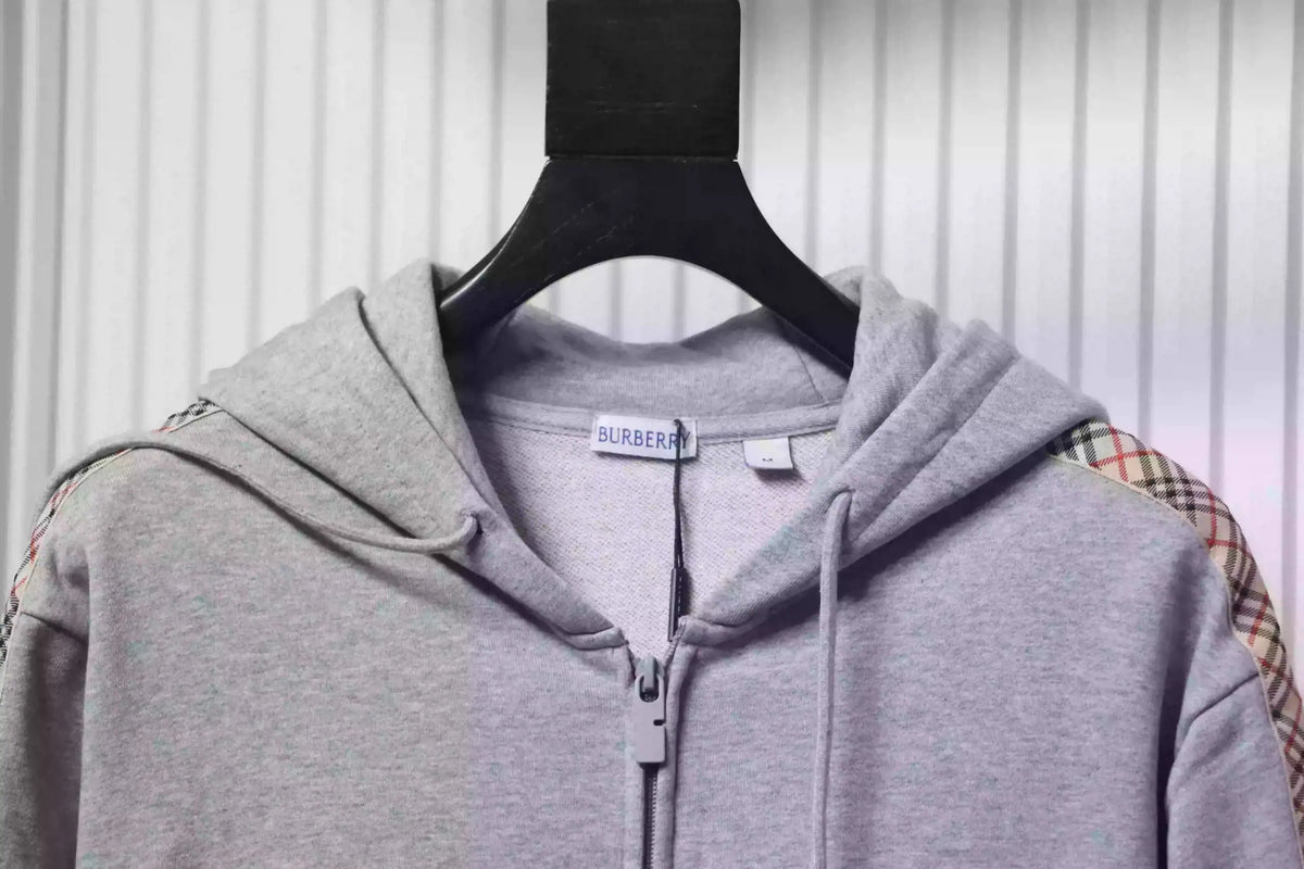 Burberry Grey Zip-up Hoodie with Side Quilting Pattern – BCK002