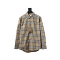 Burberry Tartan Motif Cotton Long Sleeve Shirt Beige – BRS034