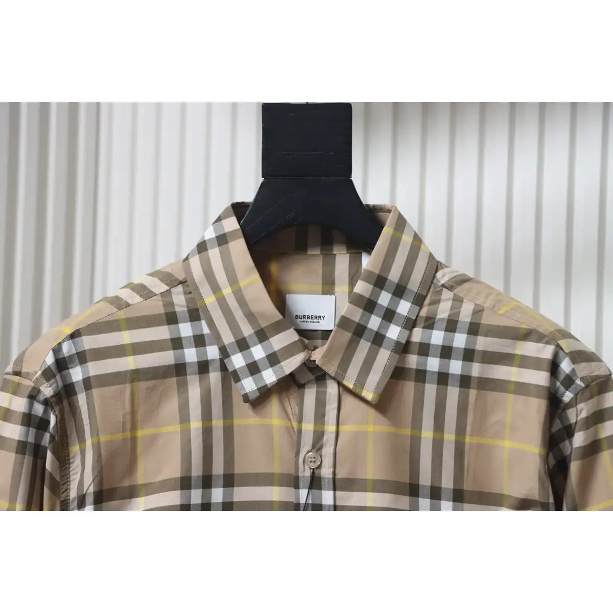 Burberry Tartan Motif Cotton Long Sleeve Shirt Beige – BRS034
