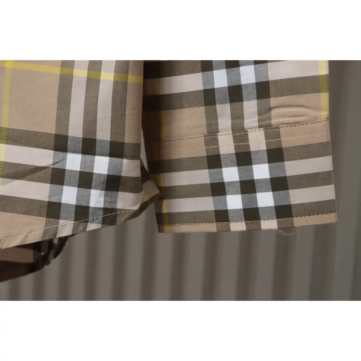 Burberry Tartan Motif Cotton Long Sleeve Shirt Beige – BRS034