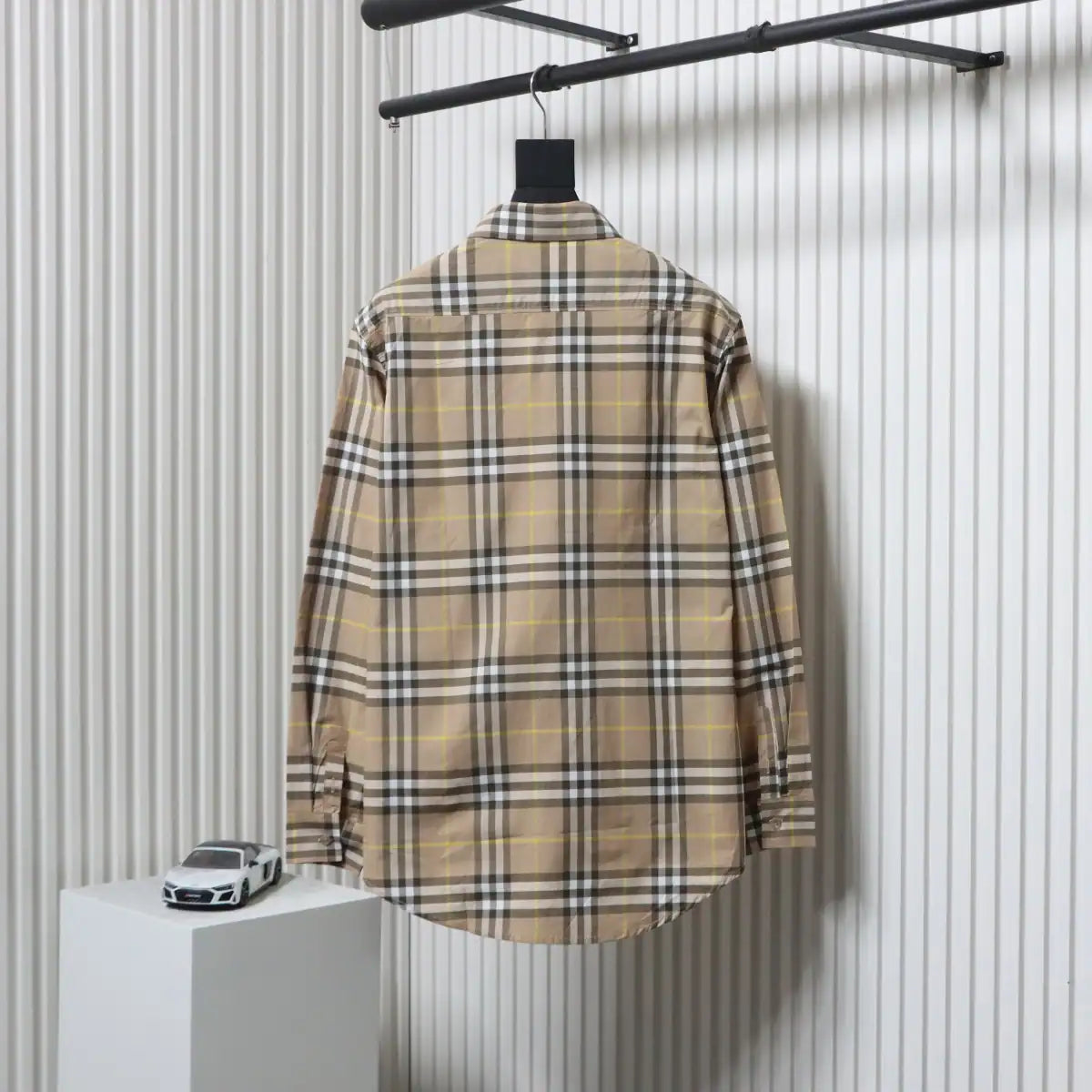 Burberry Tartan Motif Cotton Long Sleeve Shirt Beige – BRS034