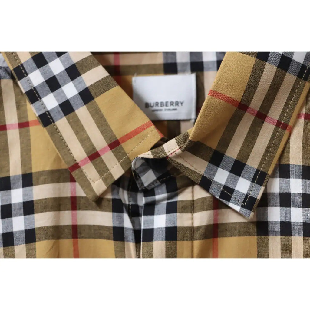Burberry Tartan Motif Cotton Long Sleeve Shirt Neon Rainbow Stripes – BRS035