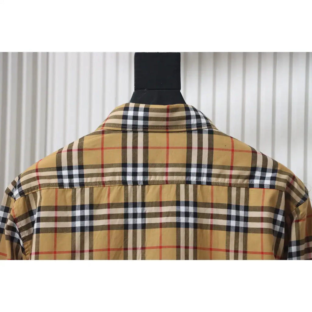 Burberry Tartan Motif Cotton Long Sleeve Shirt Neon Rainbow Stripes – BRS035