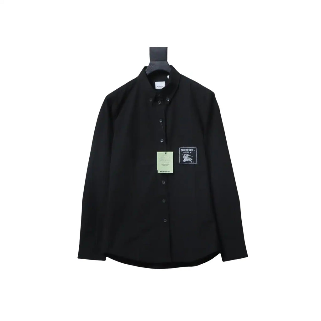 Burberry Undercover Logo-patch Cotton-blend Long Sleeve Shirt Black – BRS036