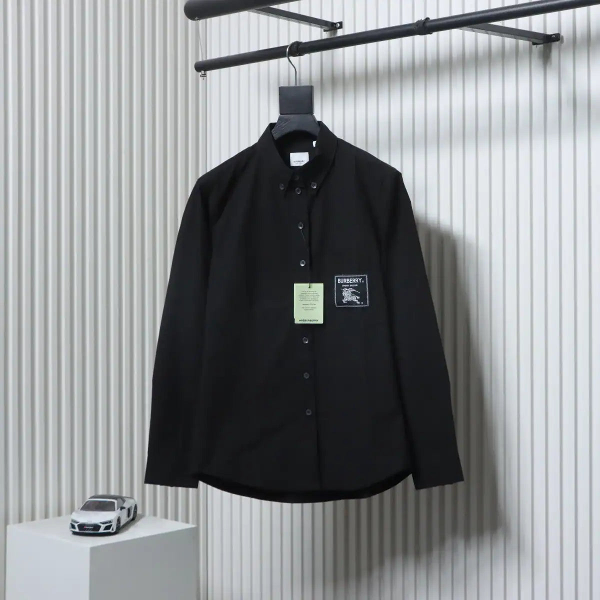 Burberry Undercover Logo-patch Cotton-blend Long Sleeve Shirt Black – BRS036