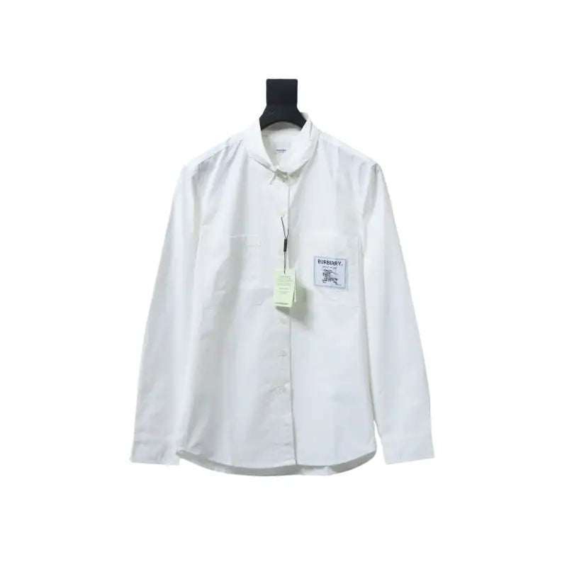 Burberry Undercover Logo-patch Cotton-blend Long Sleeve Shirt White – BRS032