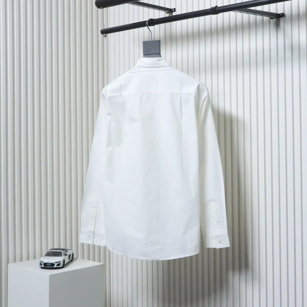 Burberry Undercover Logo-patch Cotton-blend Long Sleeve Shirt White – BRS032