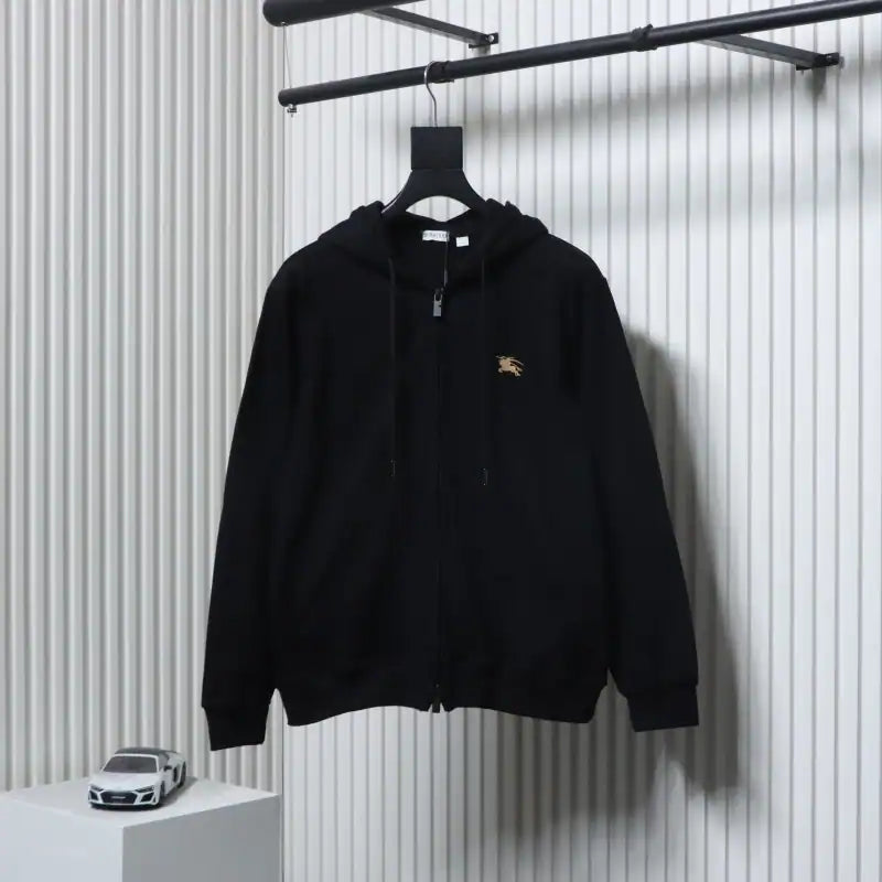 Burberry War Horse Cross-Stitch Print Zip-Up Hoodie Black – BCK006