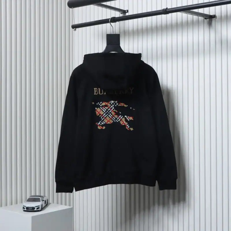 Burberry War Horse Cross-Stitch Print Zip-Up Hoodie Black – BCK006