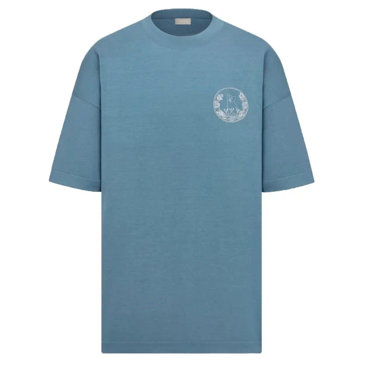 CD AND HYLTON NEL KNIT T-SHIRT BLUE COTTON AND SILK JERSEY – DOT048