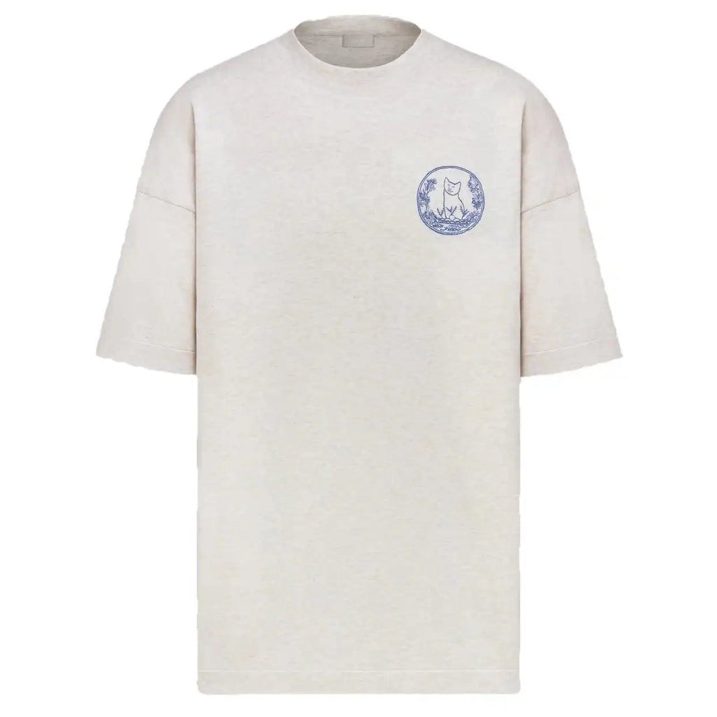 CD AND HYLTON NEL KNIT T-SHIRT, OVERSIZED FIT BEIGE COTTON AND SILK JERSEY – DOT047