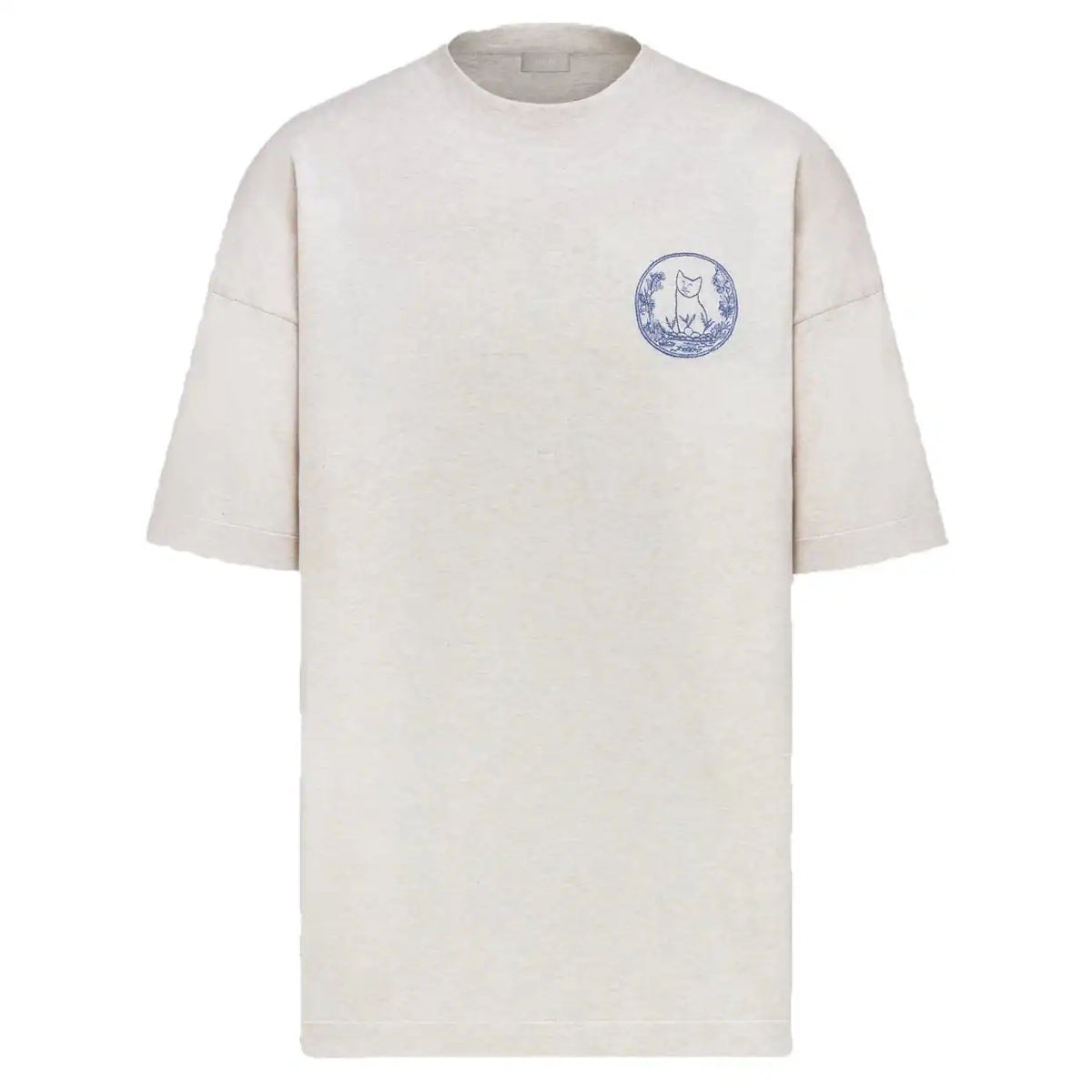 CD AND HYLTON NEL KNIT T-SHIRT, OVERSIZED FIT BEIGE COTTON AND SILK JERSEY – DOT047
