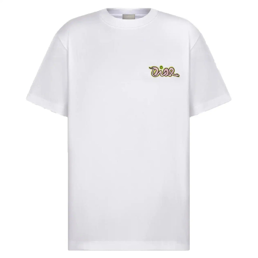 CD AND KAWS T-SHIRT, RELAXED FIT WHITE COTTON JERSEY – DOT032