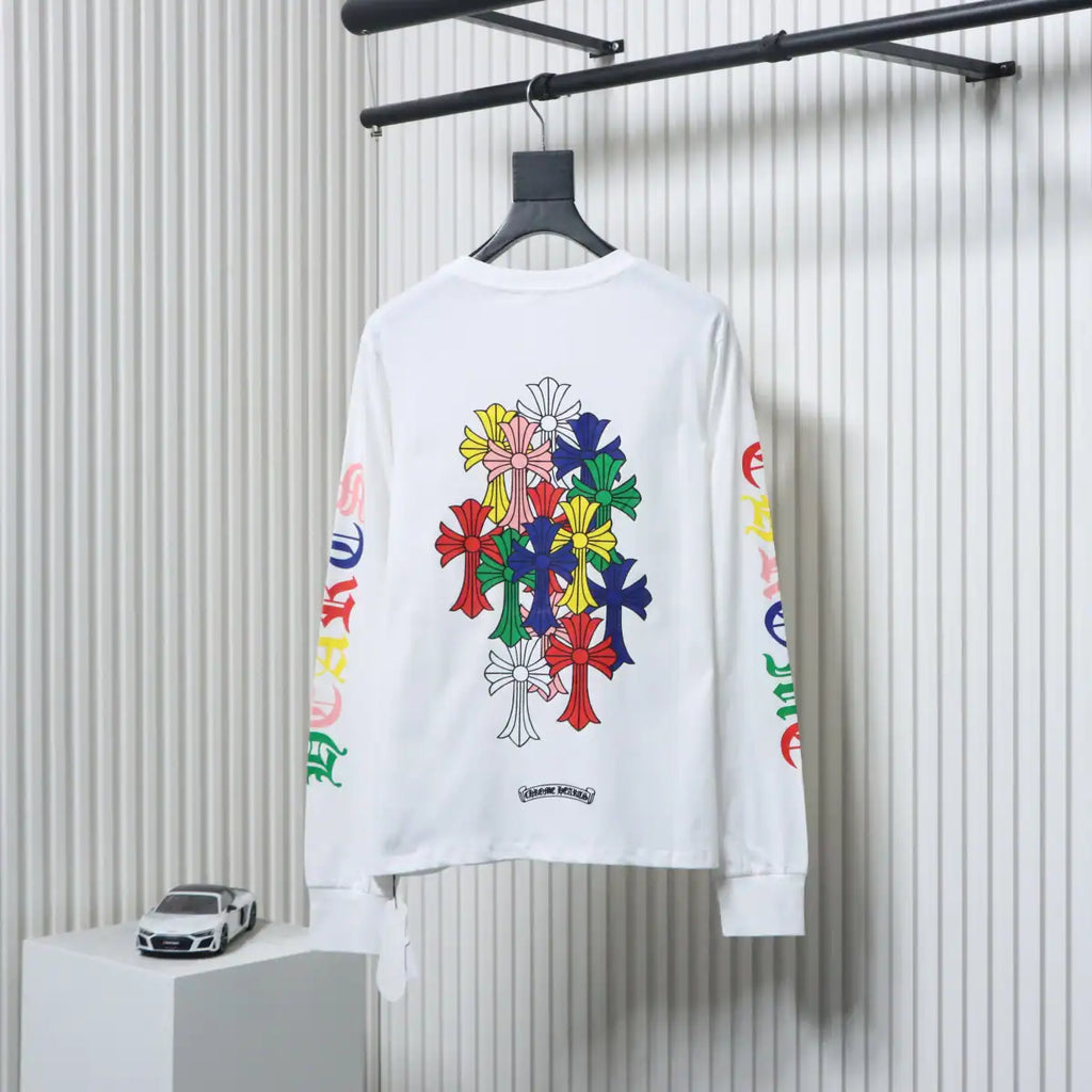 Chrome Hearts 25FW Colorful Cross Print Long Sleeve White – CHK008