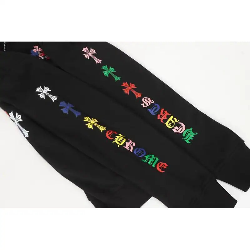 Chrome Hearts 25FW Colorful Cross Print Zip-Up Hoodie Black – CHK006