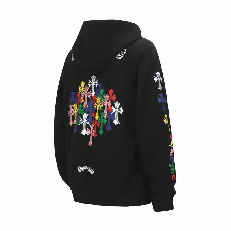 Chrome Hearts 25FW Colorful Cross Print Zip-Up Hoodie Black – CHK006