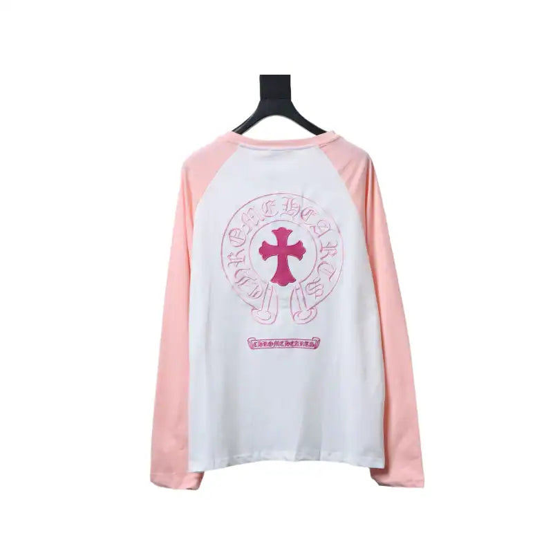 Chrome Hearts 25FW Embroidered Horseshoe Patchwork Long Sleeves Pink and White – CHK037