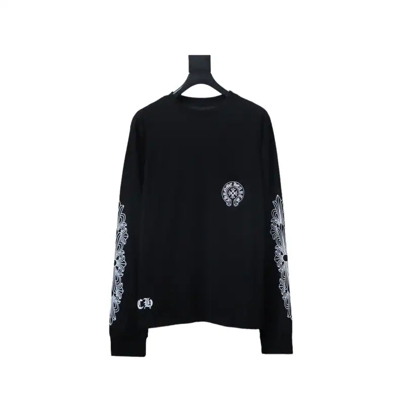 Chrome Hearts 25FW Front and Back Horseshoe Pprint Long Sleeve Black – CHK009