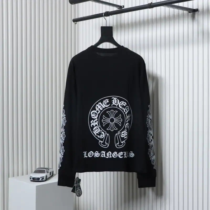 Chrome Hearts 25FW Front and Back Horseshoe Pprint Long Sleeve Black – CHK009
