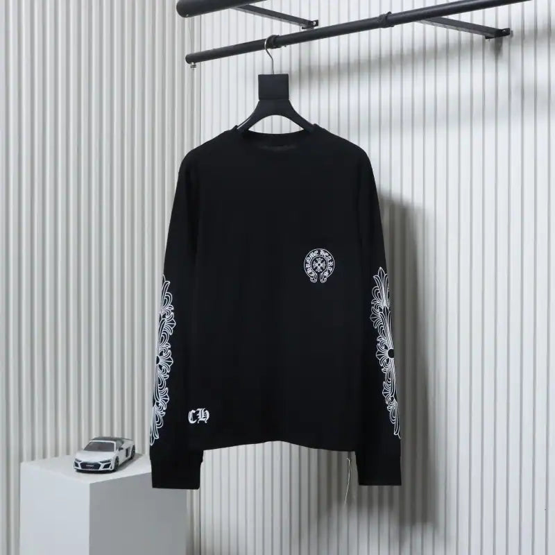 Chrome Hearts 25FW Front and Back Horseshoe Pprint Long Sleeve Black – CHK009