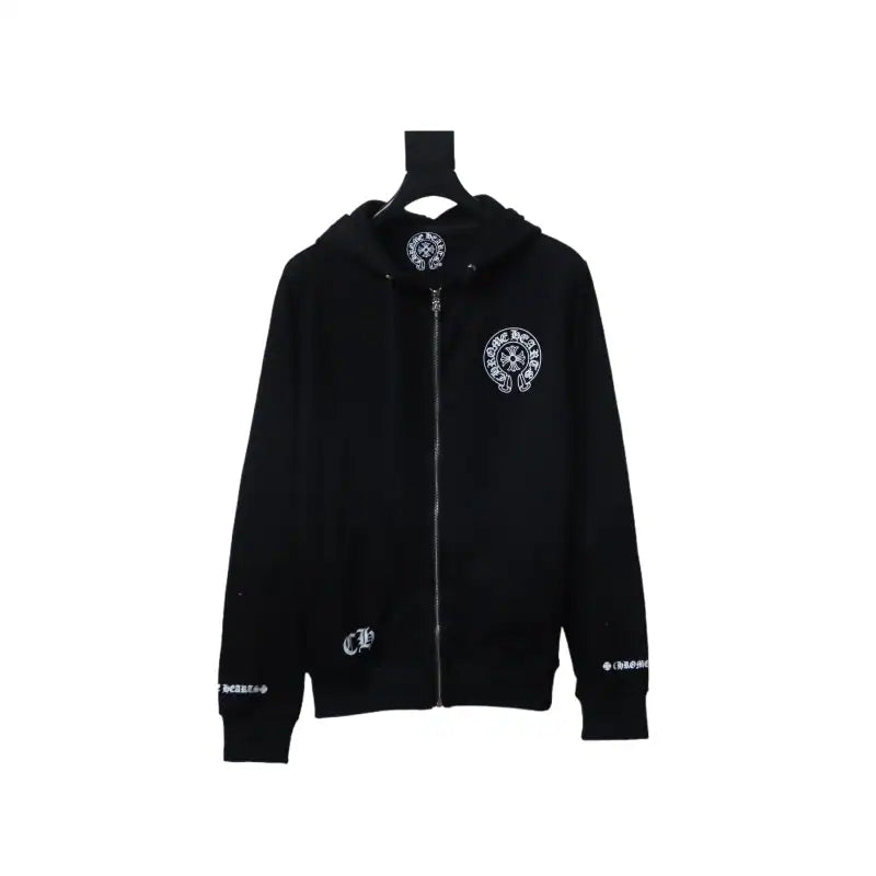 Chrome Hearts 25FW Sanskrit Cuff Print Zip-Up Hoodie Black – CHK011