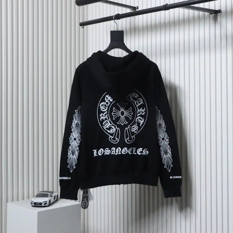 Chrome Hearts 25FW Sanskrit Cuff Print Zip-Up Hoodie Black – CHK011