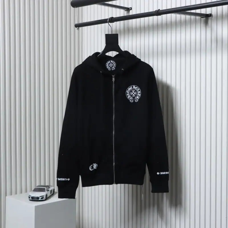 Chrome Hearts 25FW Sanskrit Cuff Print Zip-Up Hoodie Black – CHK011