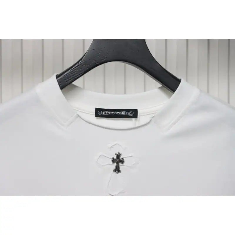 Chrome Hearts 25ss cut-out Patchwork with Silver Cross Embroidery T-shirt White – CHS002