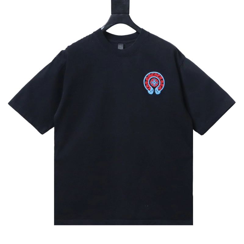 Chrome Hearts Blue-Trim Horseshoe Cross T-Shirt Black – CHS105