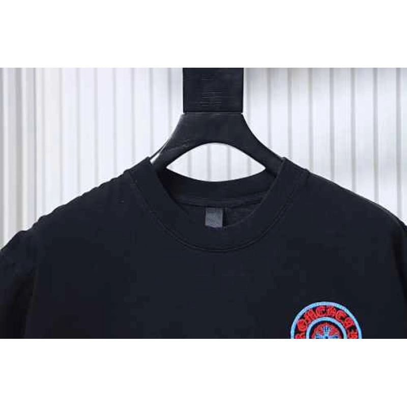 Chrome Hearts Blue-Trim Horseshoe Cross T-Shirt Black – CHS105