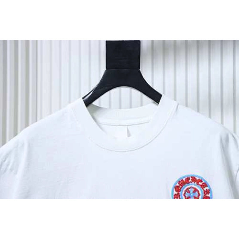 Chrome Hearts Blue-Trim Horseshoe Cross T-Shirt White – CHS104