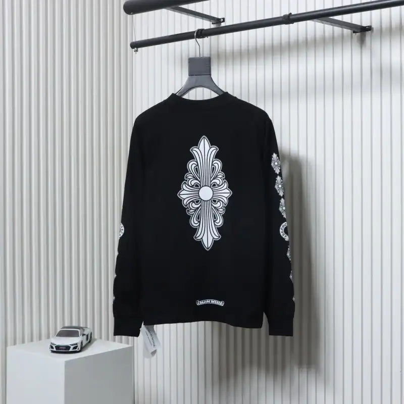 Chrome Hearts CH 25ss Back Cross Round Neck Long Sleeve Black – CHK012