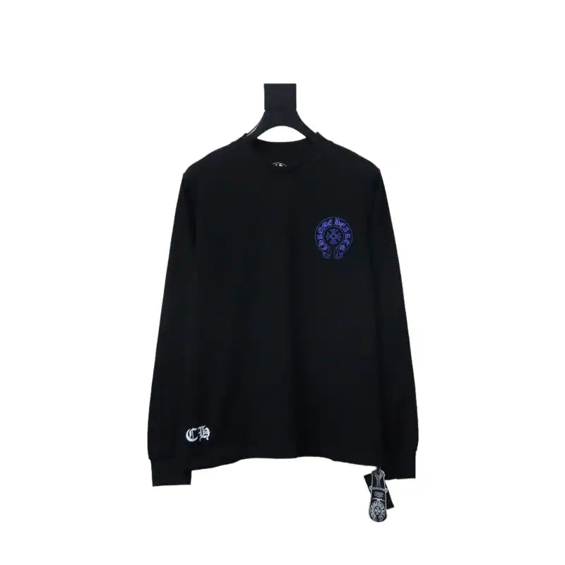 Chrome Hearts CH 25ss Blue Horseshoe Cross Round Neck Long Sleeve Black – CHK019