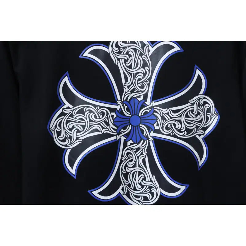 Chrome Hearts CH 25ss Blue Horseshoe Cross Round Neck Long Sleeve Black – CHK019