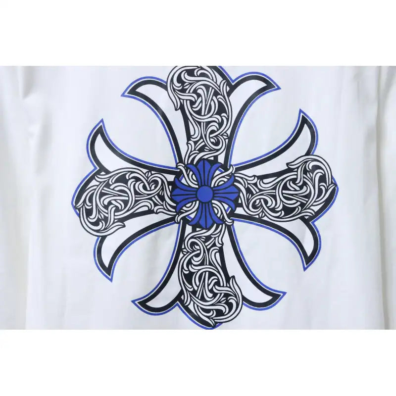 Chrome Hearts CH 25ss Blue Horseshoe Cross Round Neck Long Sleeve White – CHK038