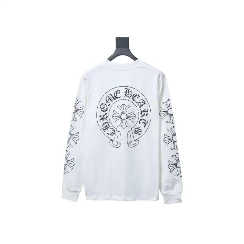 Chrome Hearts CH 25ss Damaged Horseshoe Round Neck Long Sleeve White – CHK017