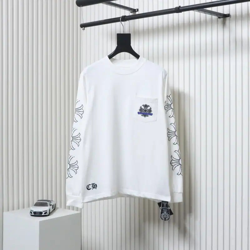Chrome Hearts CH 25ss Damaged Horseshoe Round Neck Long Sleeve White – CHK017