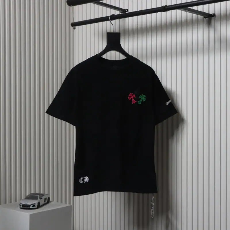 Chrome Hearts CH Colorful Leather Cross T-shirt Black – CHS003