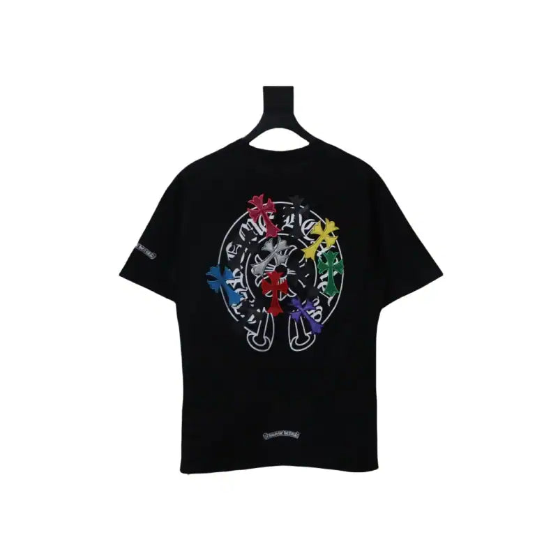 Chrome Hearts CH Colorful Leather Cross T-shirt Black – CHS003